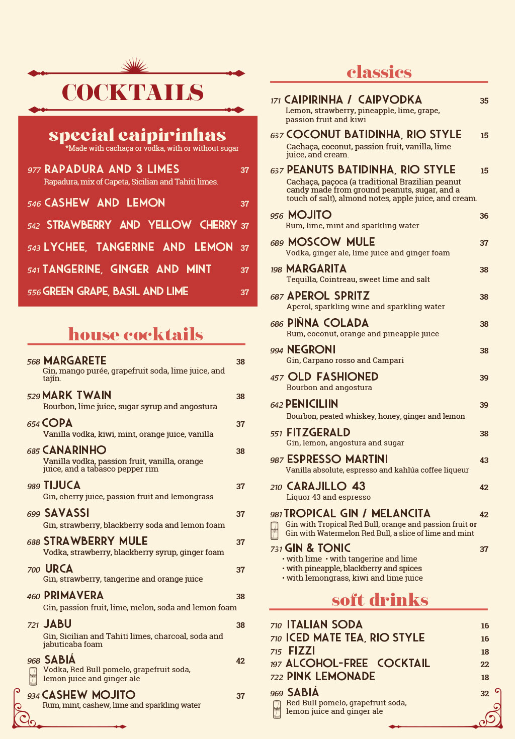 Cardápio em Português