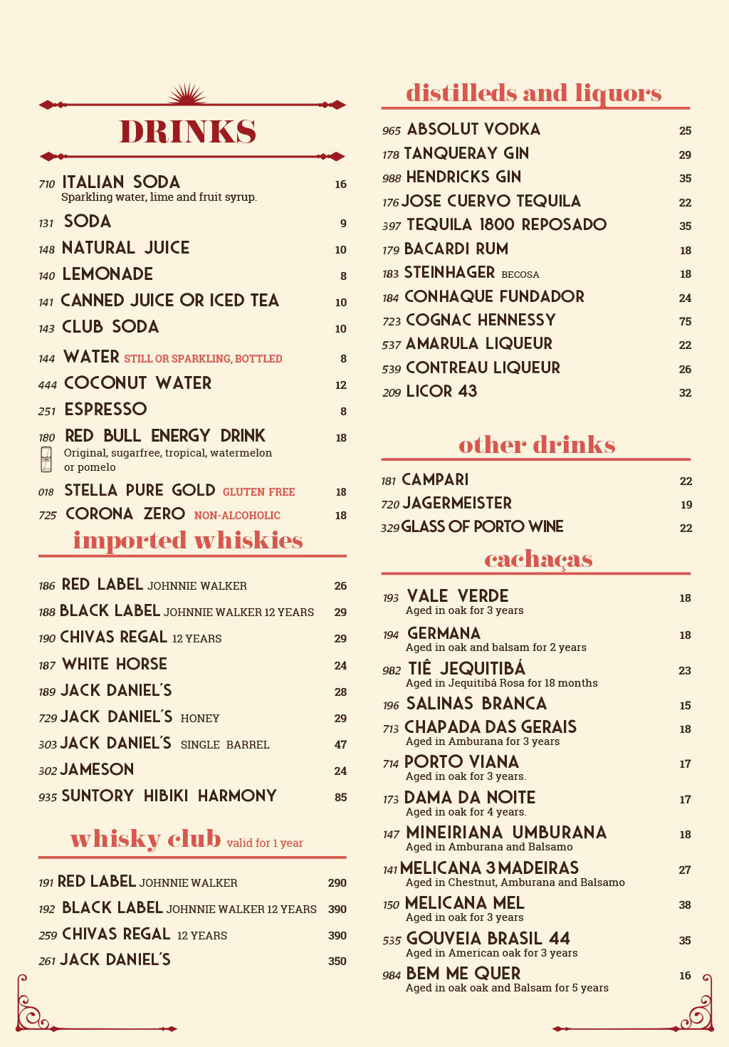 Cardápio em Português