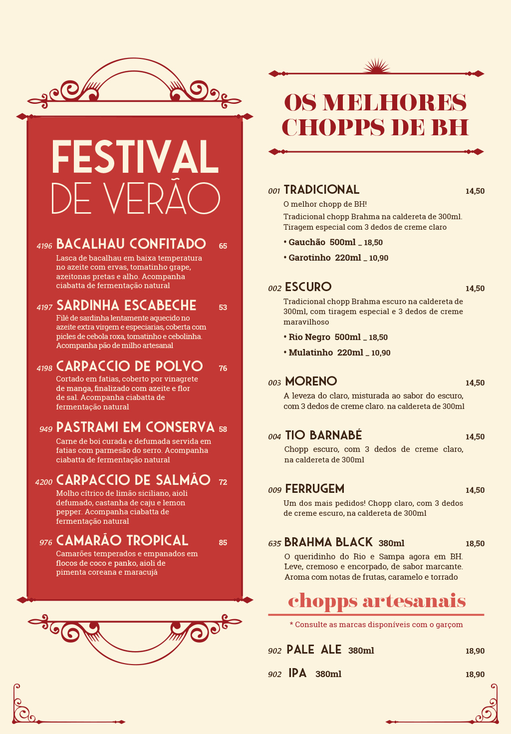 Cardápio em Português