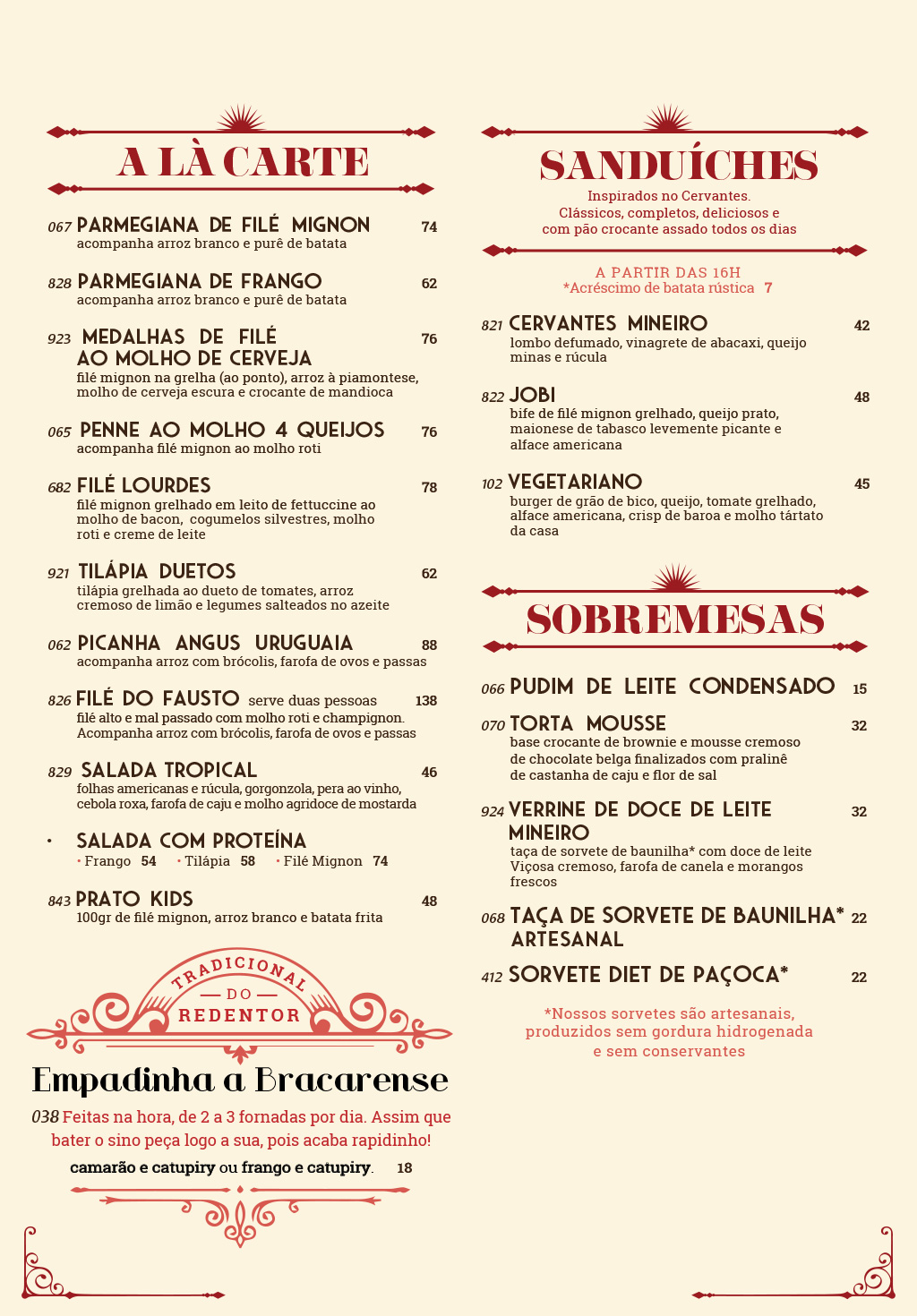 Cardápio em Português