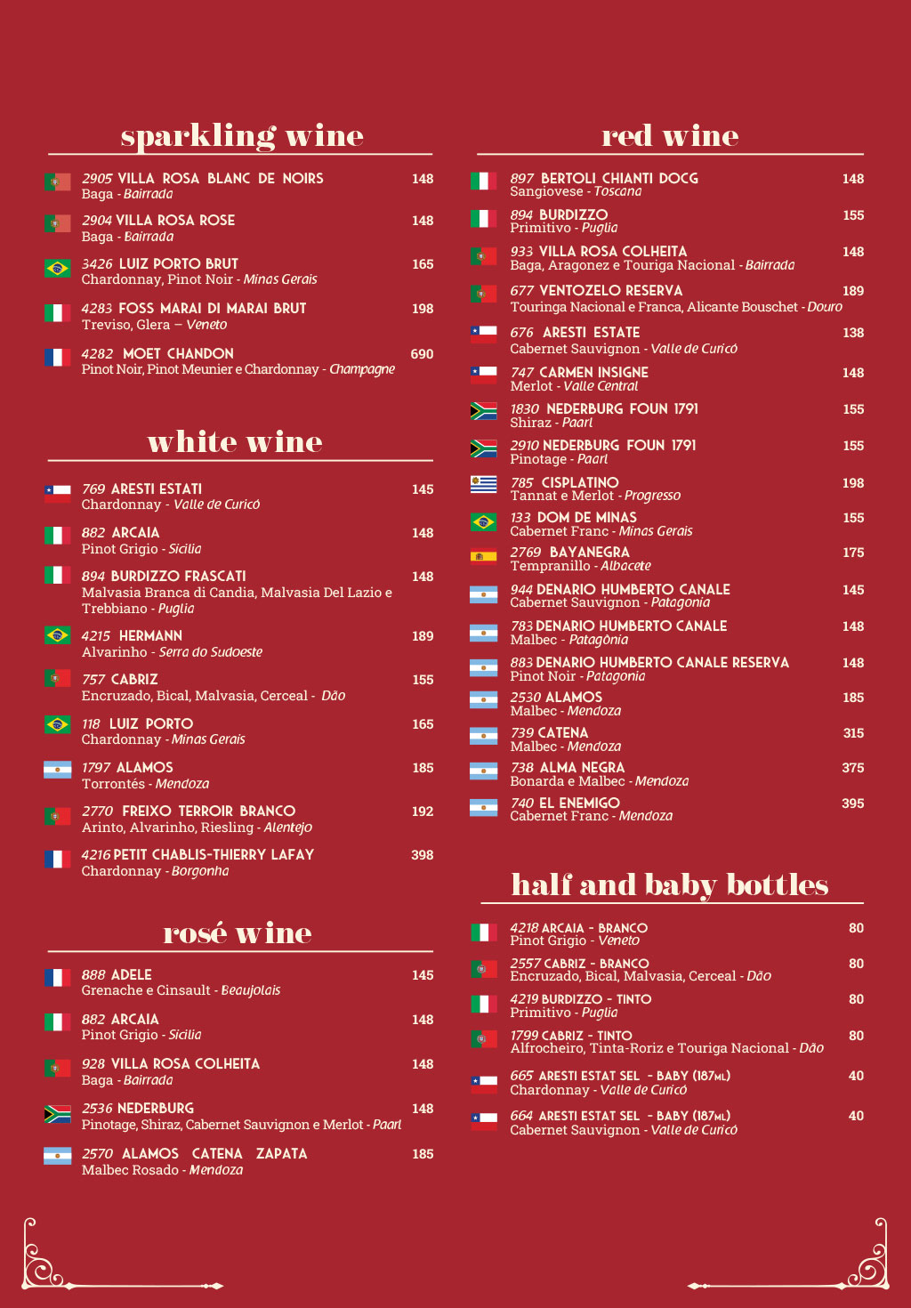 Cardápio em Português