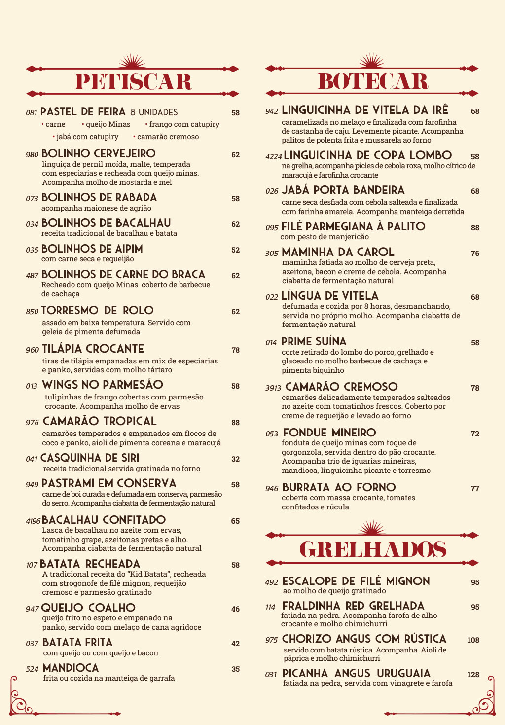 Cardápio em Português