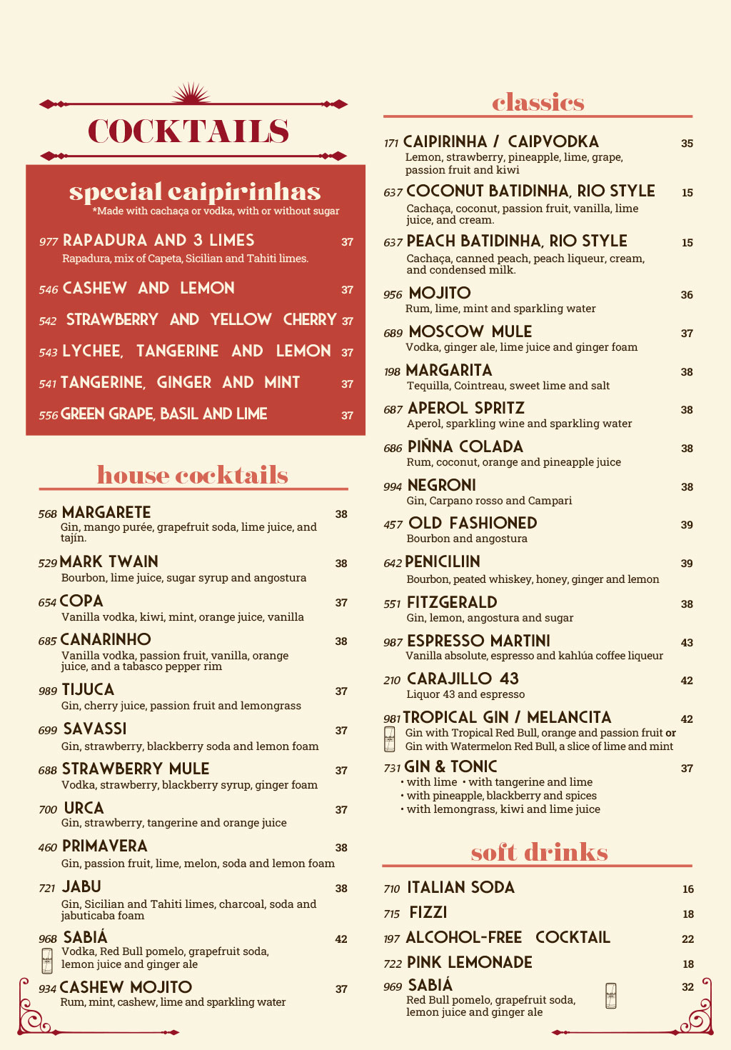 Cardápio em Português