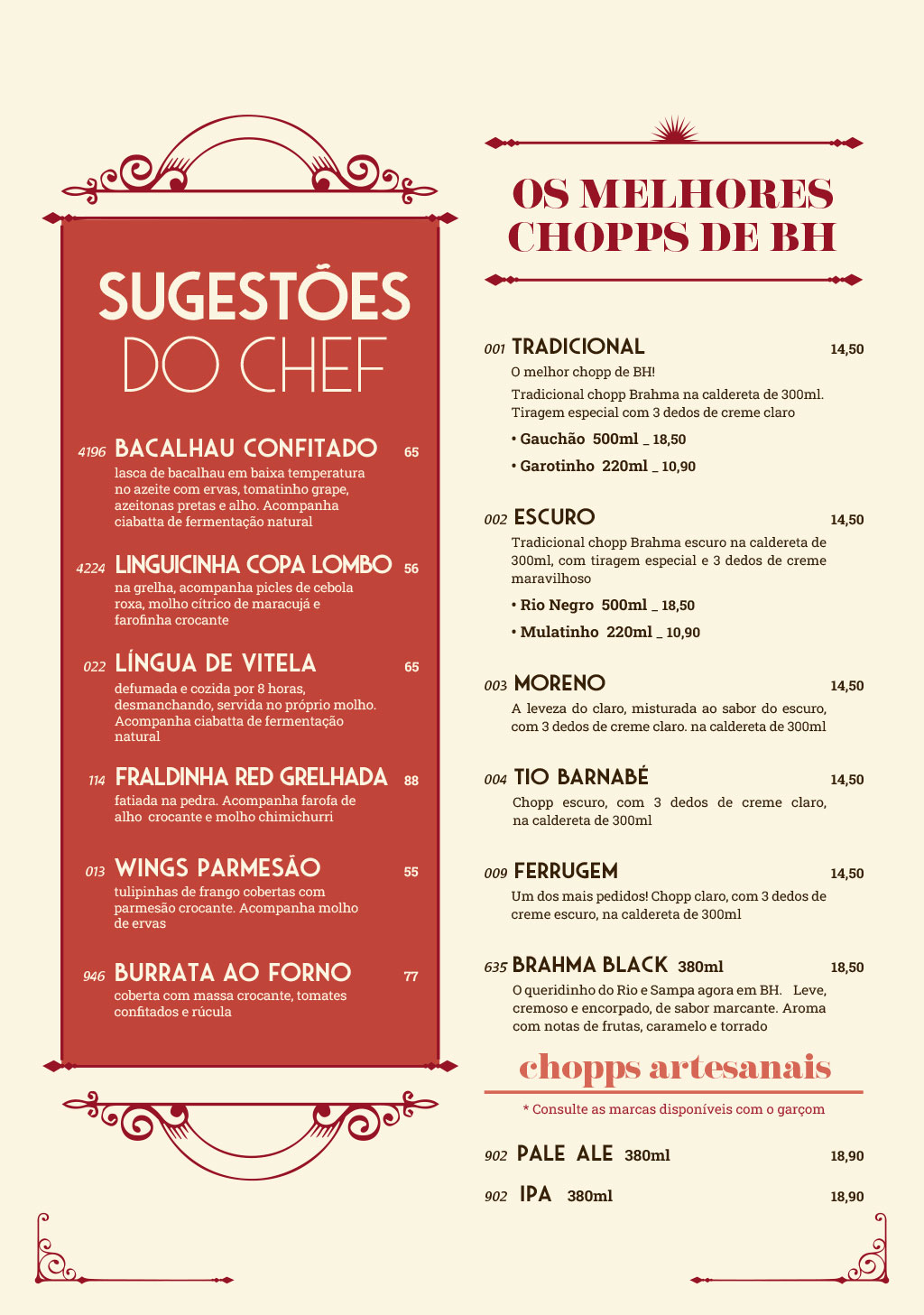 Cardápio em Português