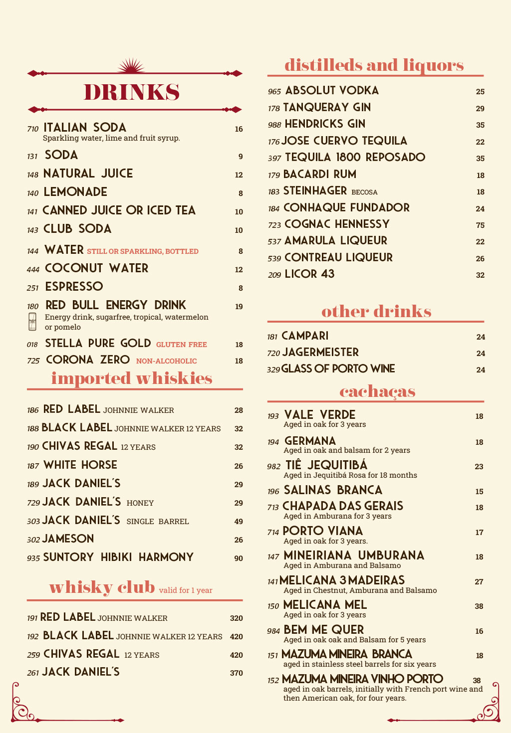 Cardápio em Português