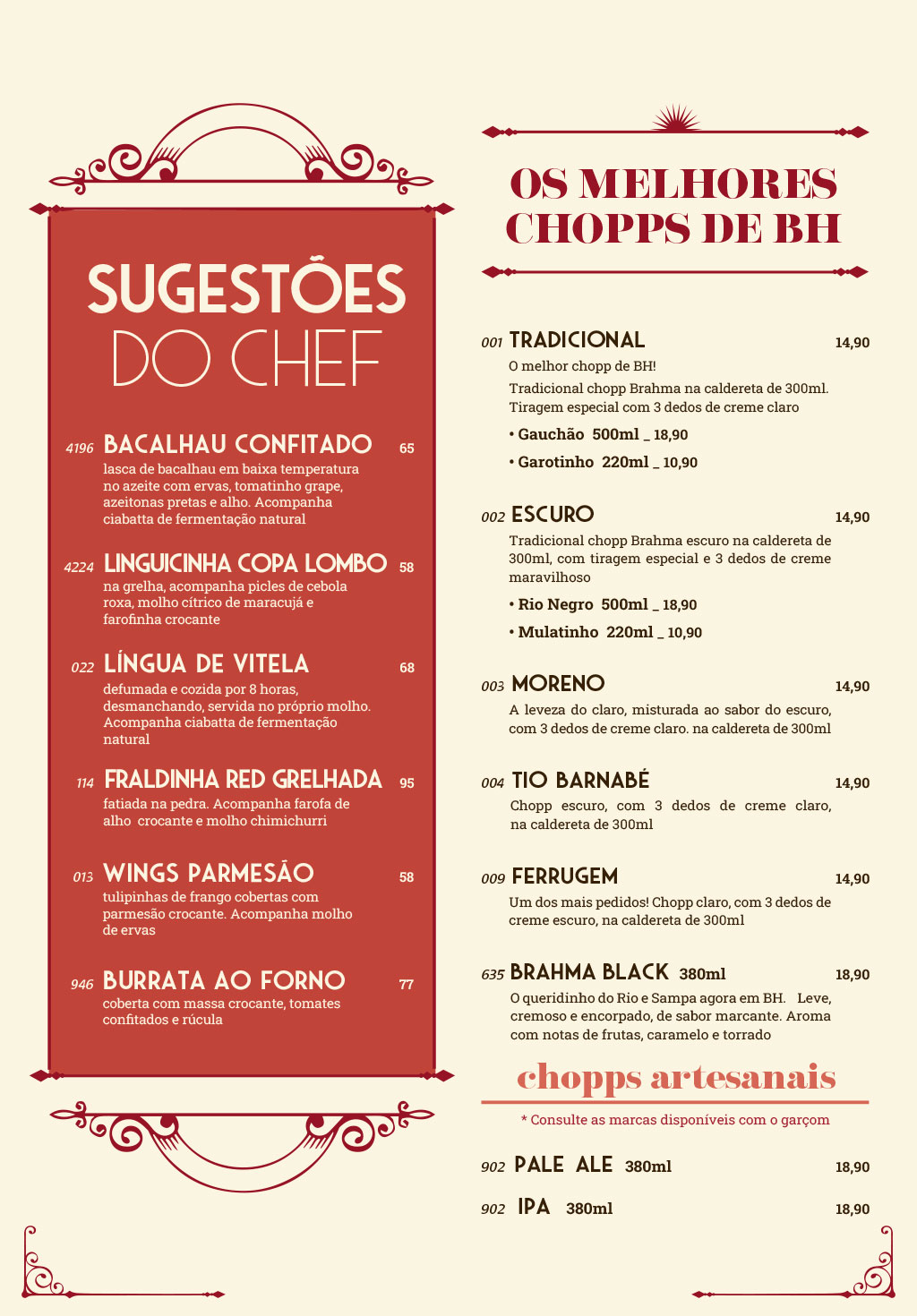 Cardápio em Português