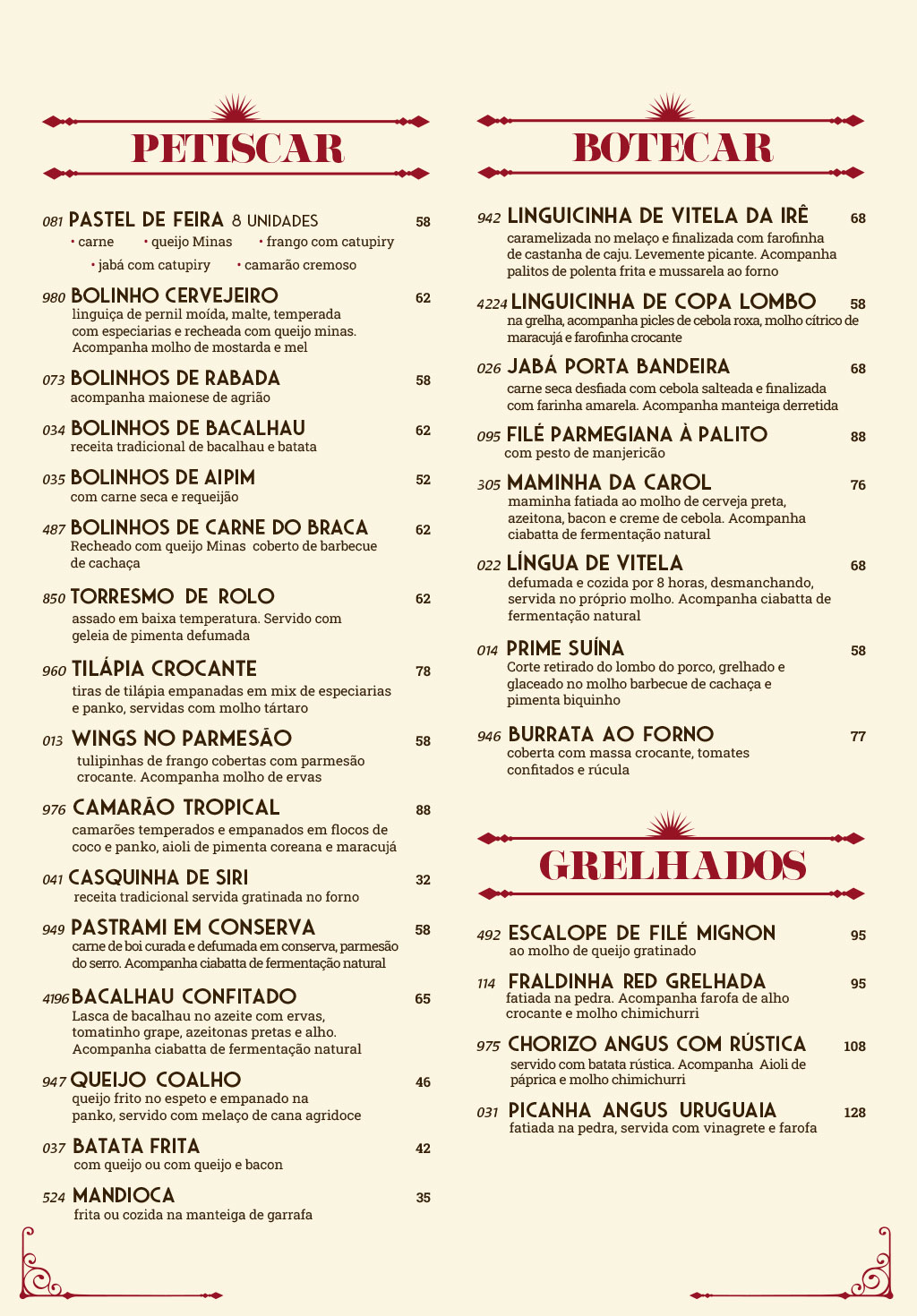 Cardápio em Português