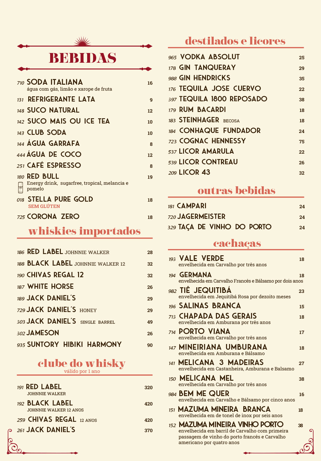 Cardápio em Português